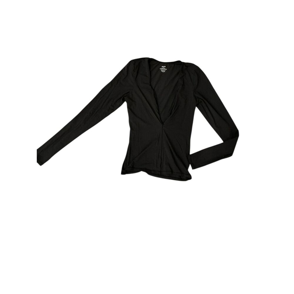 Skims Women's Size Small Long Sleeve V Neck Top Shirt Black